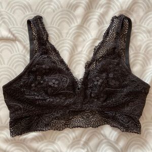 Grey Lace Plunge Bralette
